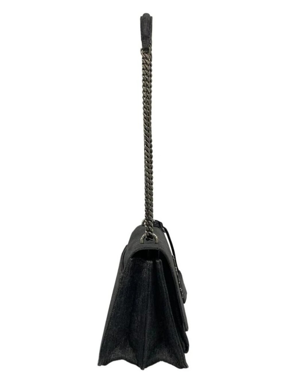 SAINT LAURENT PARIS Sunset Medium 442906 Black Denim Shoulder Bag - Picture 4 of 15